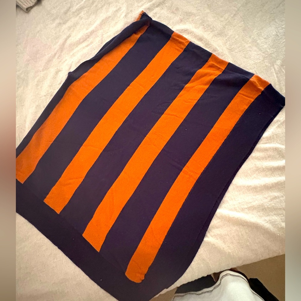 Orange and Navy Stripe Knit Poncho